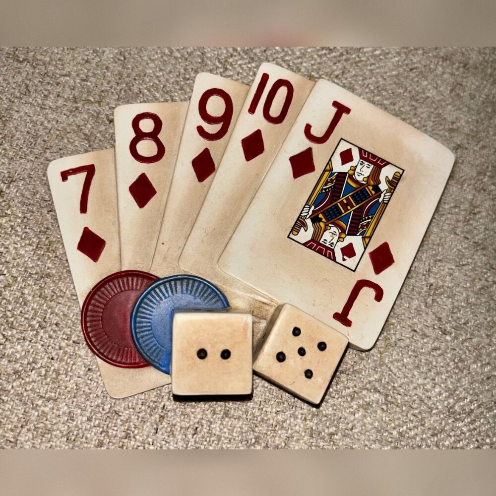 Cards, Dice and Casino Chips soap dish/trinket dish  (Vegas like)